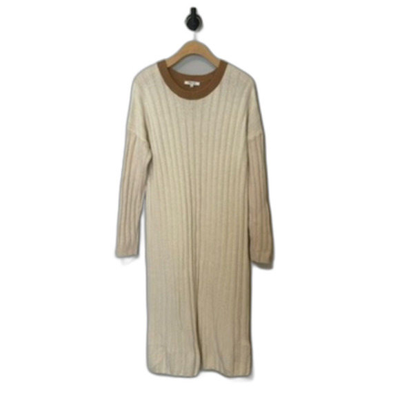 Madewell Womens (Re)sourced Ribbed Midi Sweater Dress Size Medium Antique Cream - Picture 2 of 16